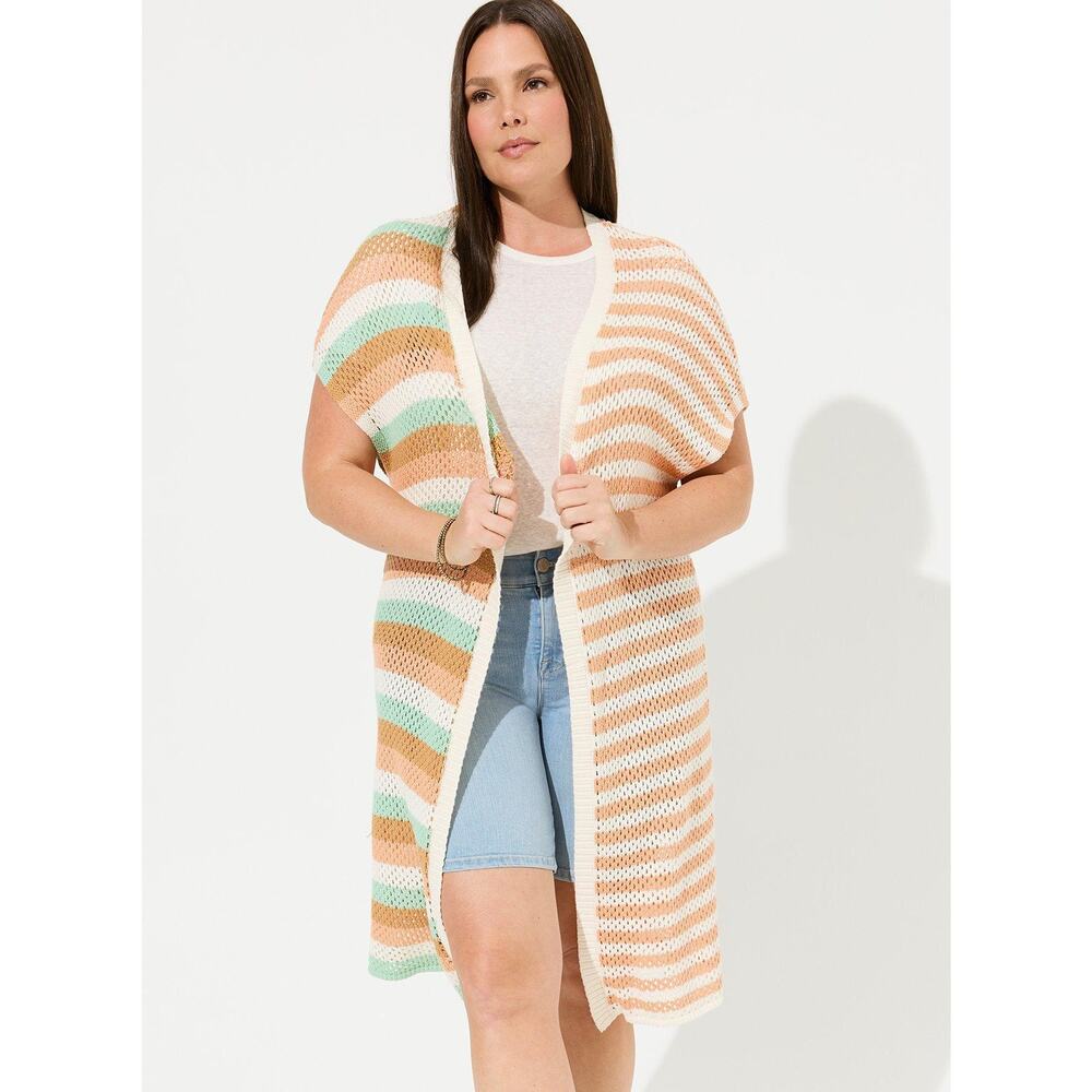 Torrid Duster Vest Sweater Multistripe, NWT